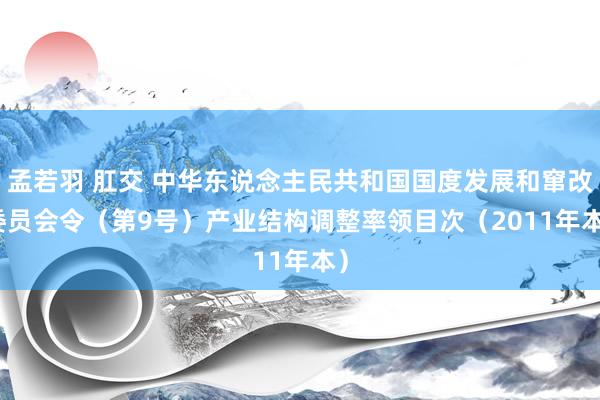 孟若羽 肛交 中华东说念主民共和国国度发展和窜改委员会令（第9号）　　产业结构调整率领目次（2011年本）