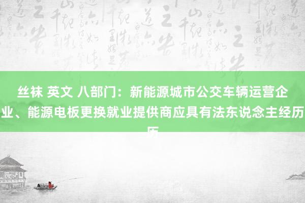 丝袜 英文 八部门：新能源城市公交车辆运营企业、能源电板更换就业提供商应具有法东说念主经历