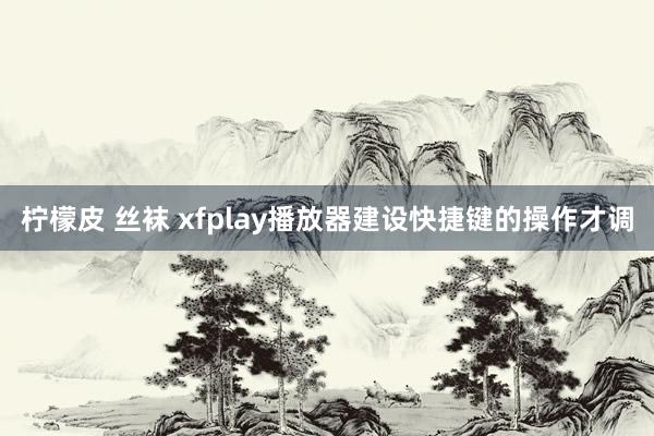 柠檬皮 丝袜 xfplay播放器建设快捷键的操作才调