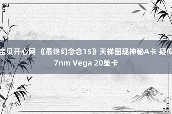 宝贝开心网 《最终幻念念15》天梯图现神秘A卡 疑似7nm Vega 20显卡