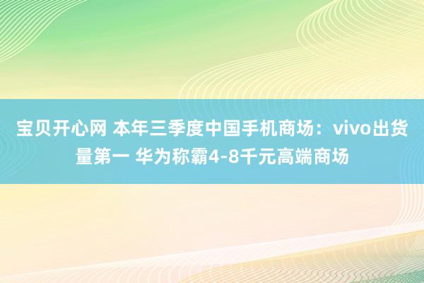 宝贝开心网 本年三季度中国手机商场：vivo出货量第一 华为称霸4-8千元高端商场