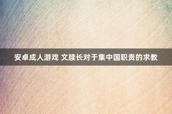 安卓成人游戏 文牍长对于集中国职责的求教