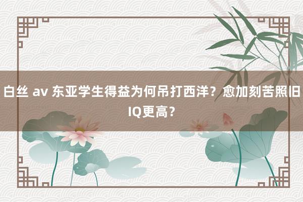 白丝 av 东亚学生得益为何吊打西洋？愈加刻苦照旧IQ更高？